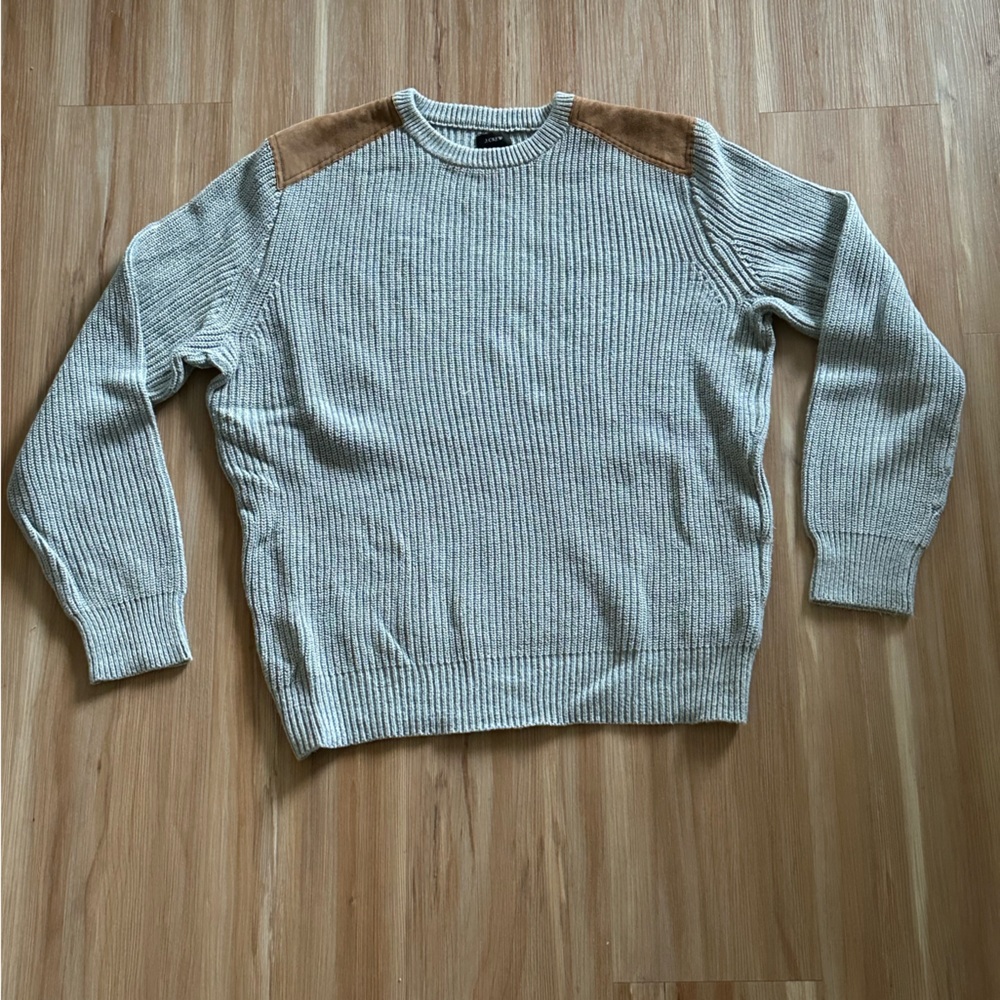 J Crew Men’s Cotton Sweater w/ Suede Detail
